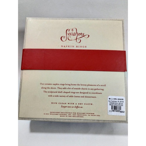 Williams Sonoma Seashore (4) Napkin Rings Sea Shell Beach Nautical Large Holders - Picture 7 of 7